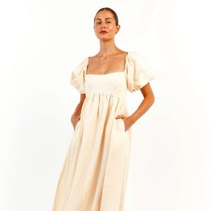 DISSH MONTY BUTTER LINEN MIDI DRESS SIZE 6